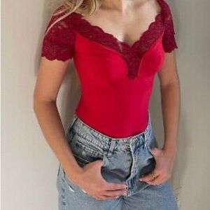 We Are Hah Red Bodysuit szM NWT